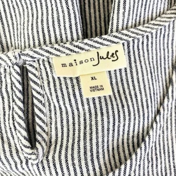 Maison Jules Linen Blend Striped Tiered Dress XL | Coastal, Feminine, Breezy Fit - Picture 7 of 8